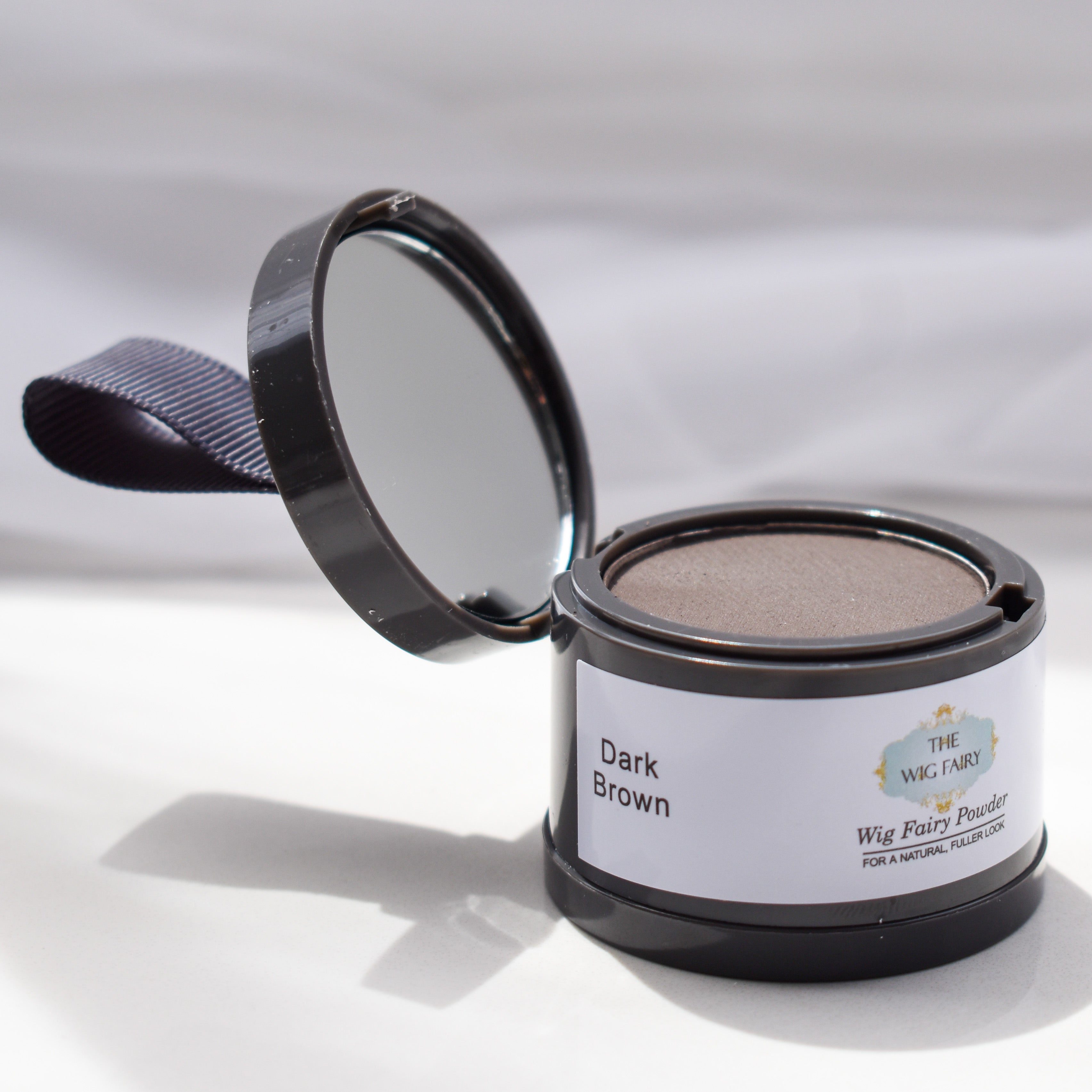 Dark Brown Wig Fusion Powder, designed for a natural fuller look. Temporary coverage for bald spots and scalp color matching.
