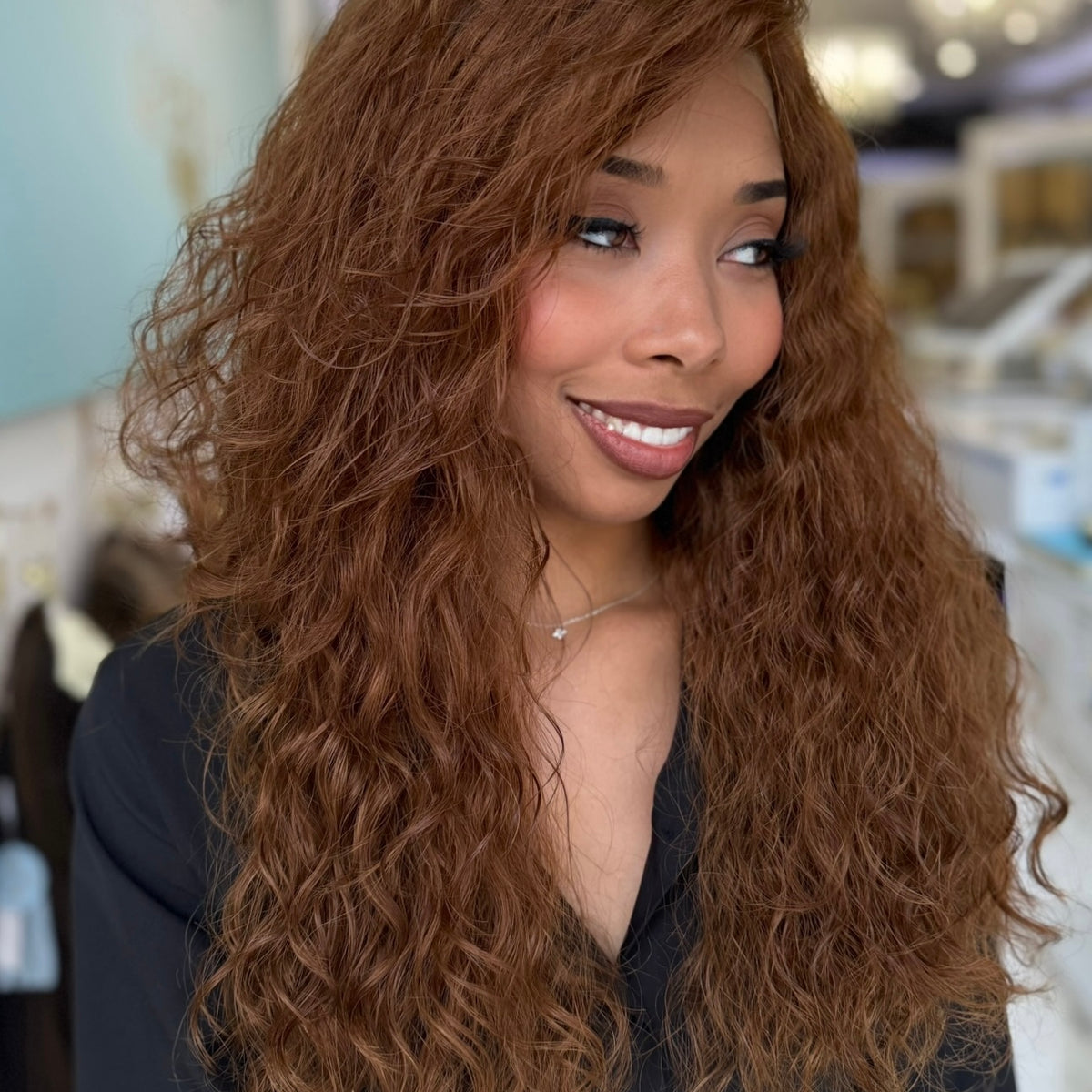 ?24”  COPPER CURLY LACE FRONT WIG? *NWT*
?? lace front wavy human wig - 18 main image 2