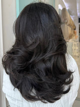Lily lace top wig, 20 inches in black, with pre-cut lace for a flawless natural look, styled in a sophisticated bob.