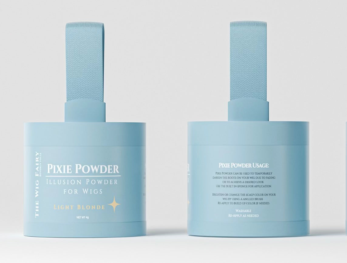 Light Blonde Pixie Powder by The Wig Fairy: A versatile illusion powder for wigs to cover bald spots and match your scalp tone for a more natural look.