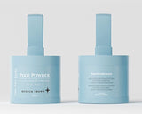 Medium brown Wig Fairy Powder in a baby blue box, designed to cover bald spots and match scalp tone, providing a natural and fuller appearance.